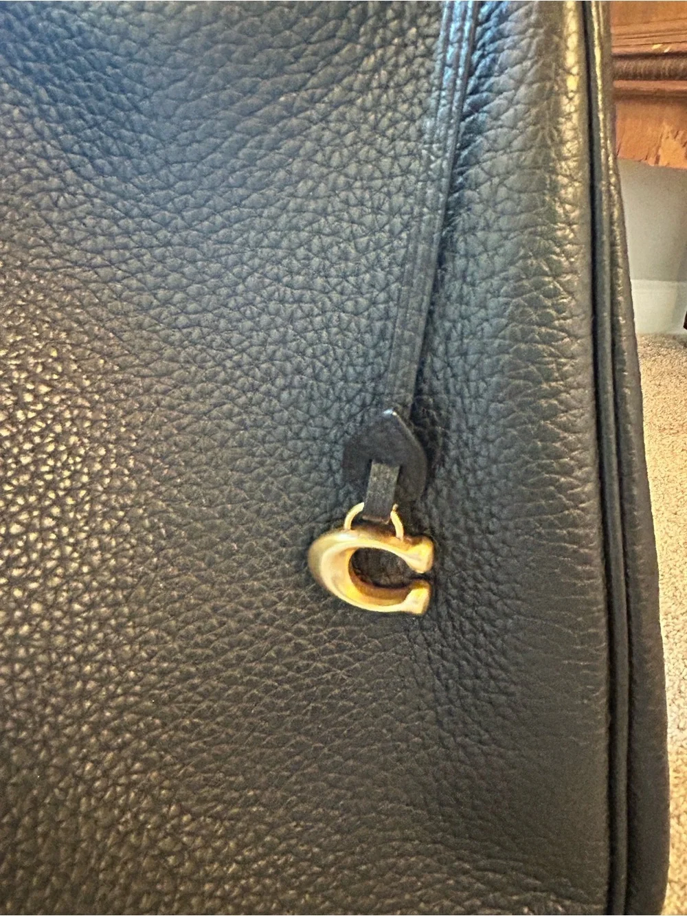Coach Cary Black Pebbled Leather Hobo with Gold Hardware